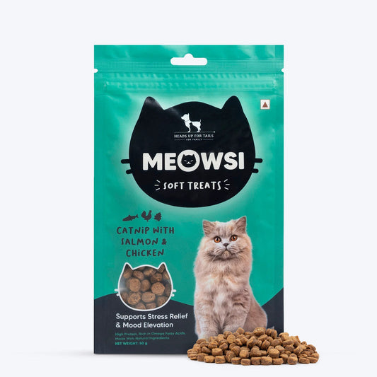 Meowsi By HUFT Catnip With Salmon & Chicken Soft Cat Treats - 50 gm