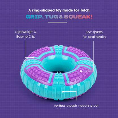 Dash Dog Extreme Play Squeaky Ring Toy For Dog - Blue