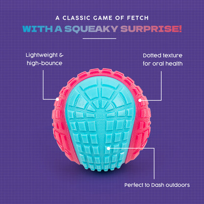 Dash Dog Squeaky Serve Tennis Ball Fetch Toy For Dog - Pink & Turquoise - L