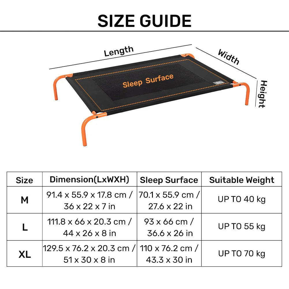 HUFT Elevated Bed For Dog - Black & Orange