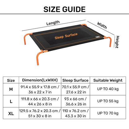 HUFT Elevated Bed For Dog - Black & Orange