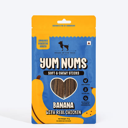 HUFT Yum Nums Banana With Real Chicken Soft & Chewy Sticks Treat For Dogs - 70 g