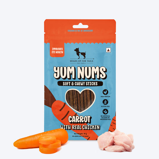 HUFT Yum Nums Soft & Chewy Sticks Carrot With Real Chicken Treat For Dogs - 70 g