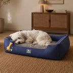 HUFT Giraffe Classic Lounger Bed For Dog - Grey & Navy