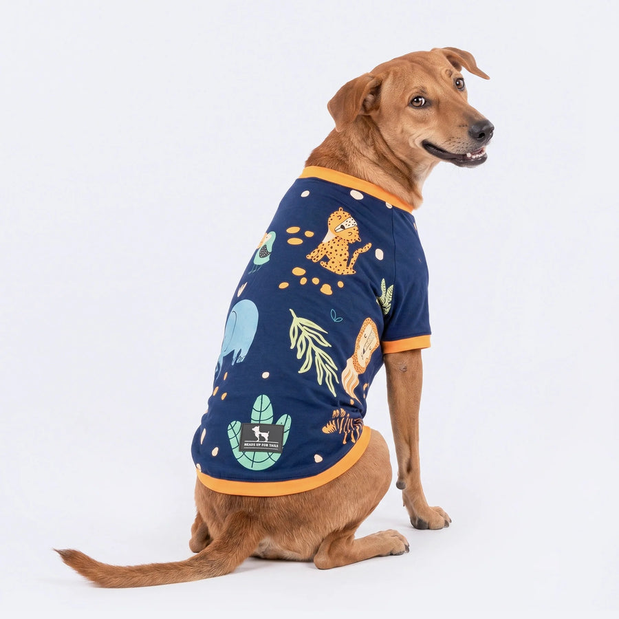 HUFT Wild One Printed T-Shirt For Dog - Navy Blue