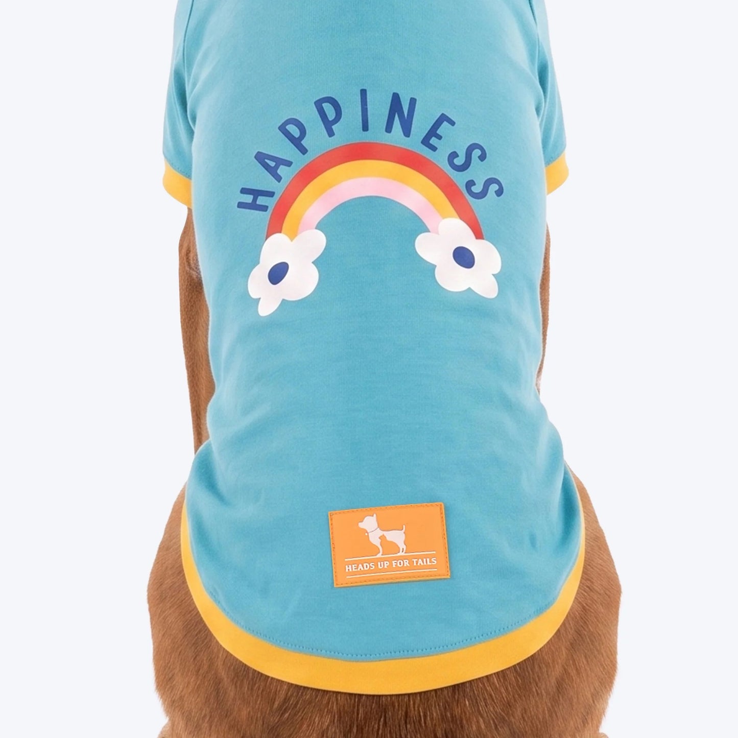 HUFT Rainbow Happiness Printed T-Shirt For Dog - Sky Blue