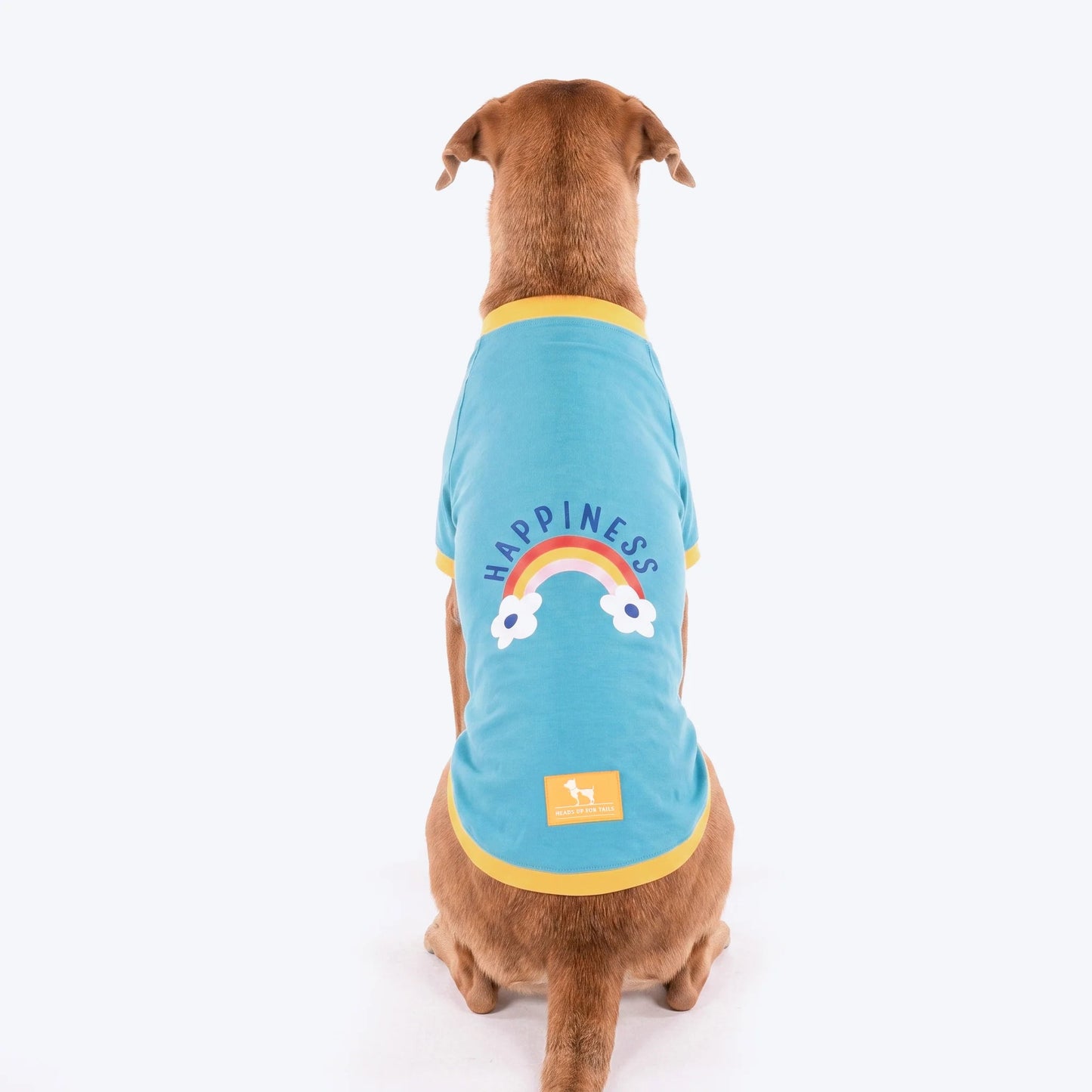 HUFT Rainbow Happiness Printed T-Shirt For Dog - Sky Blue