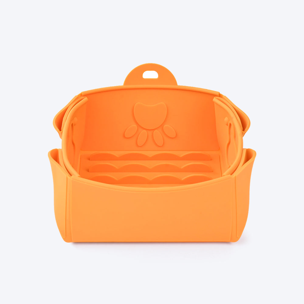 HUFT Silicone Collapsible Bowl For Pets - Orange - Heads Up For Tails