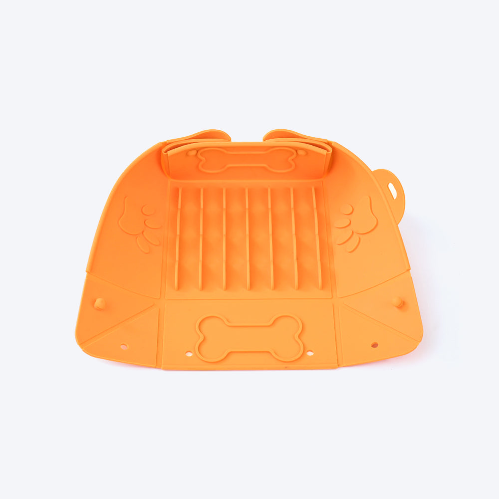 HUFT Silicone Collapsible Bowl For Pets - Orange - Heads Up For Tails