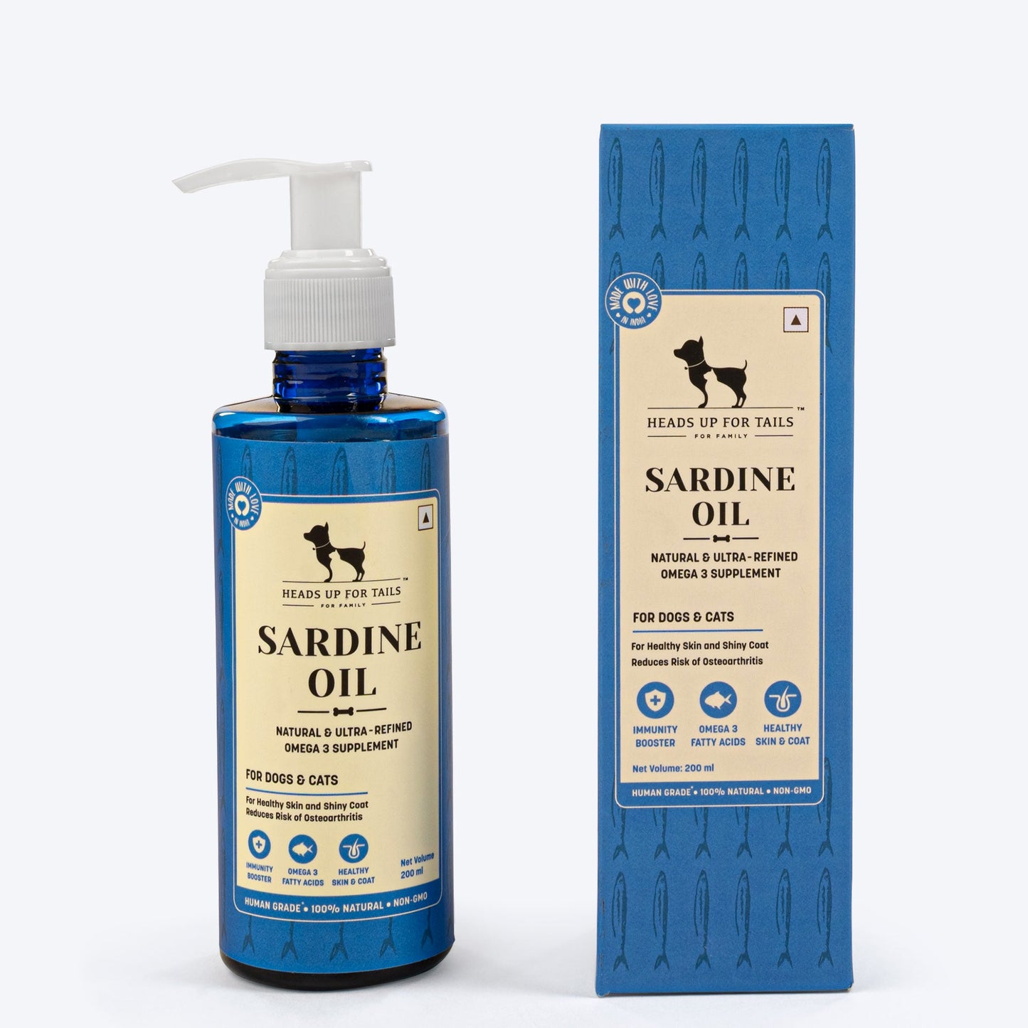 HUFT Sardine Oil for Dogs and Cats - 200 ml - Heads Up For Tails