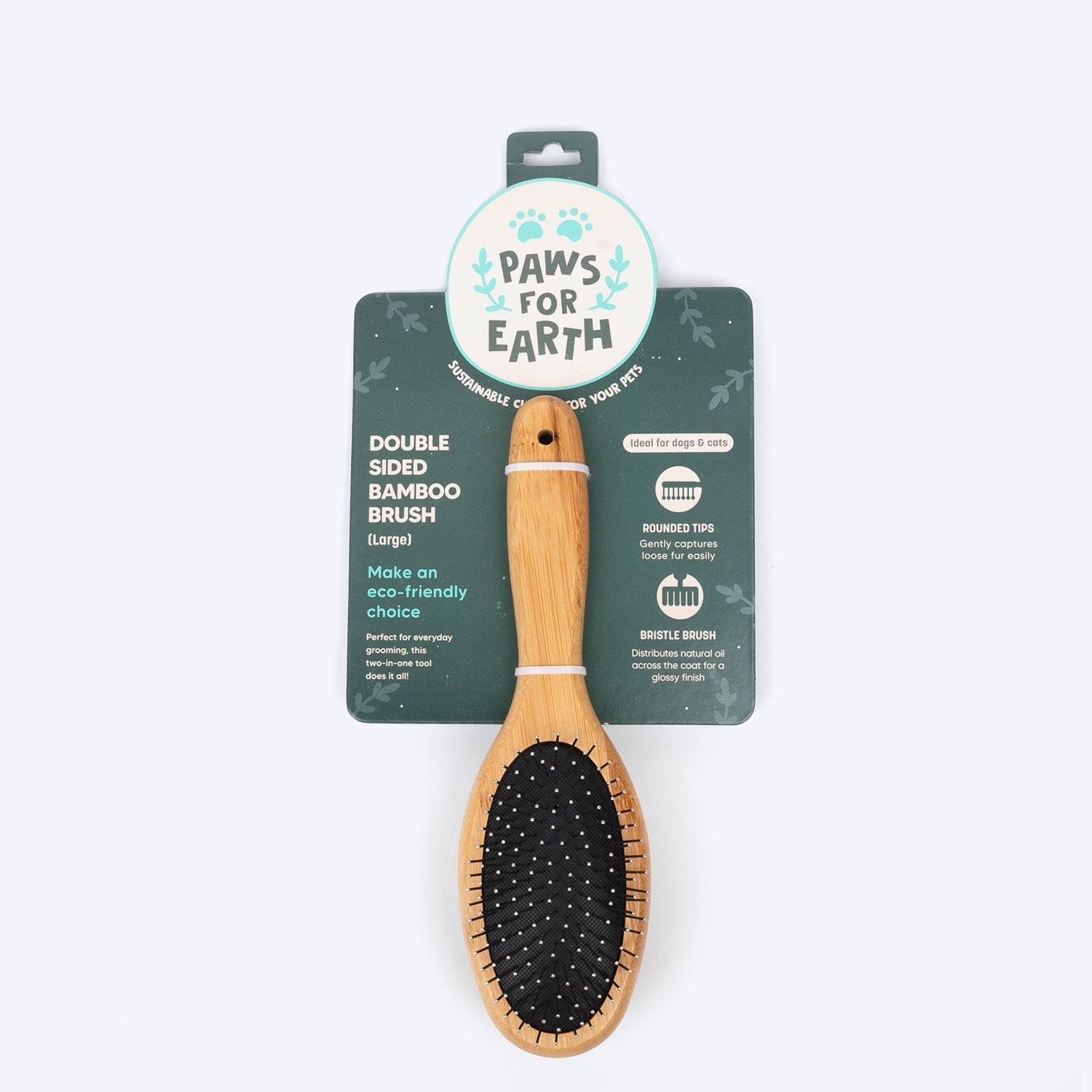 Paws For Earth Bamboo Double Sided Brush For Dogs - Heads Up For Tails