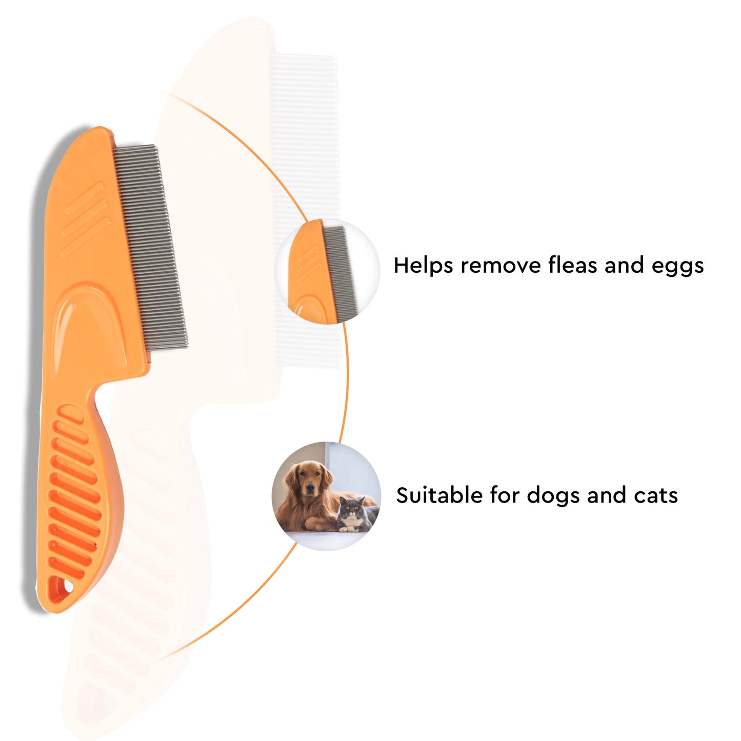 HUFT Flea Comb for Cats & Dogs - Heads Up For Tails