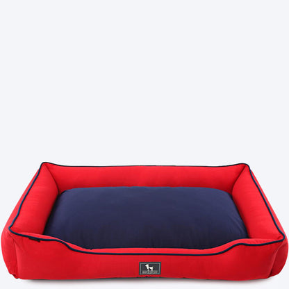 HUFT Classic Lounger Beds For Dogs - Red With Navy - Heads Up For Tails