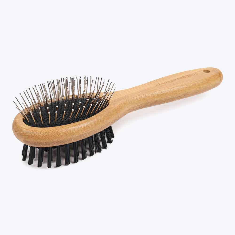 HUFT Bamboo Double Sided Brush for Dogs - Heads Up For Tails