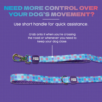 Dash Dog Circle Printed Leash - Aqua Blue & Lavender - Heads Up For Tails