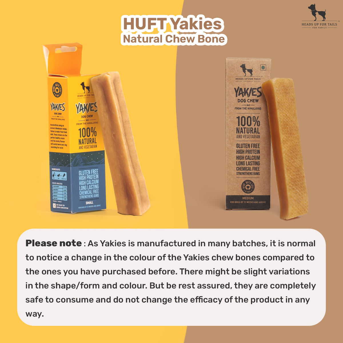 HUFT Yakies Vegetarian Natural Chew Bone - Heads Up For Tails